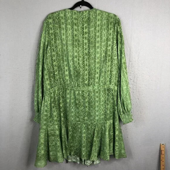 Alex Marie Dress Womens 14 Green Metallic Gold Pleats Shiny Event Occasion NEW - Picture 3 of 16